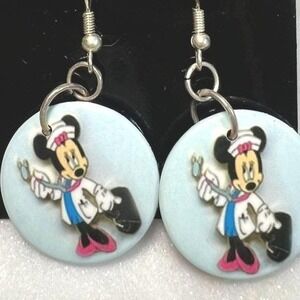 Disney Dangle Hook Earrings Parks Limited Edition DR Minnie Mouse RN LVN Medical